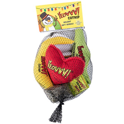 Cat Toy Holiday Bundle Fruit 4 Pack Yeowww Stuffed with Organic Catnip